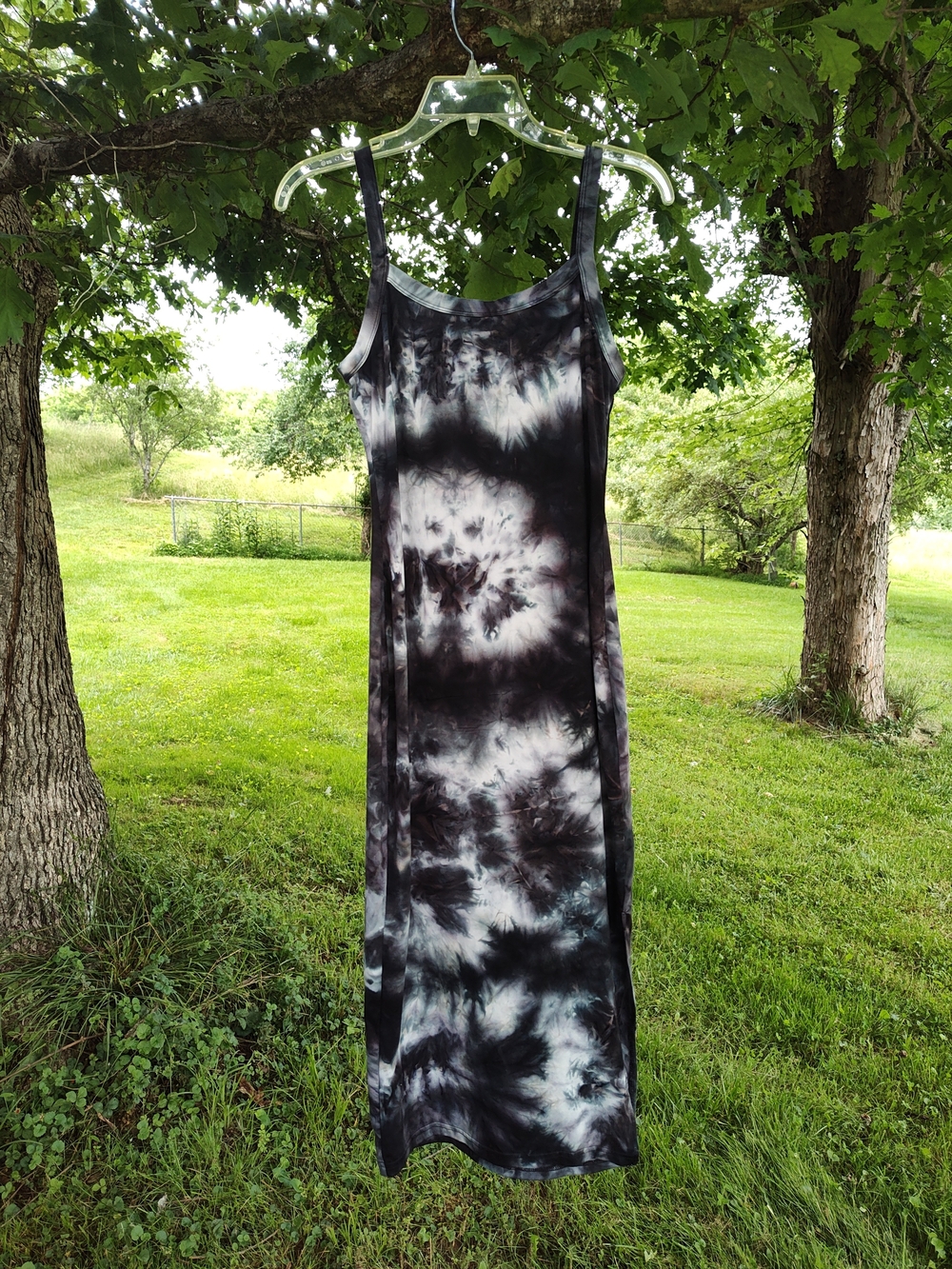 SHEIN Black & Gray Tie-Dye Slip Dress